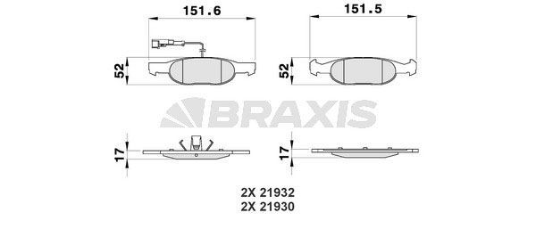 BRAXIS Bremseklodser AB0182 Bremseklodssæt BRAXIS Alfa Romeo 147 AB0182