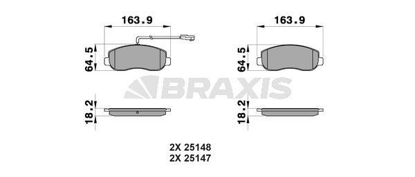 BRAXIS Bromsbelägg AB0199 OPEL bromskloss BRAXIS AB0199
