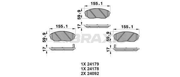 BRAXIS Bromsbelägg AB0204 AB0204 Bromsbelägg BRAXIS KIA SORENTO