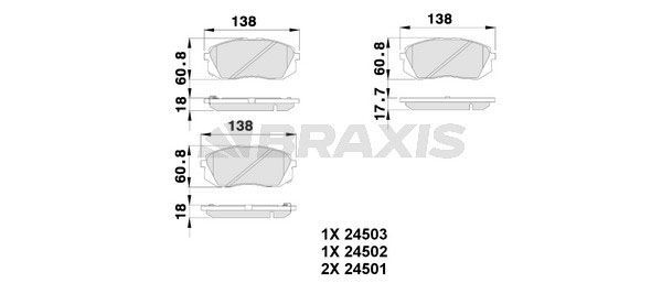 BRAXIS Bromsbelägg AB0223 AB0223 BRAXIS bromskloss Kia SORENTO