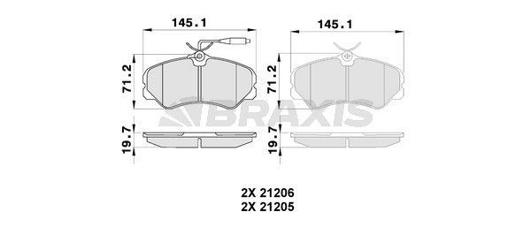 BRAXIS Kit pastiglie freni AB0235 AB0235 Pastiglie freno sportive BRAXIS Peugeot