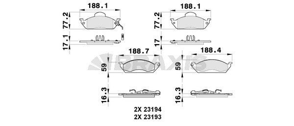 BRAXIS Brake pad set AB0263 MERCEDES-BENZ PAGODE BRAXIS brake pads AB0263