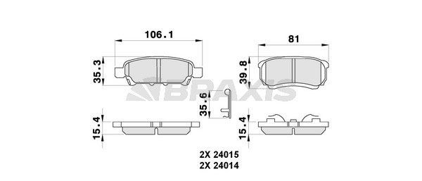 BRAXIS Brzdové doštičky/platničky AB0279 Športové brzdové doštičky BRAXIS DODGE AB0279