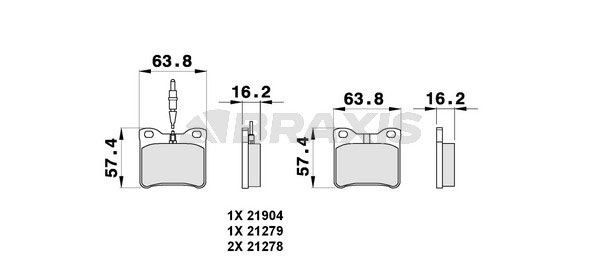 BRAXIS Kit pastiglie freni AB0294 AB0294 BRAXIS Pastiglie freno sportive PEUGEOT prezzo