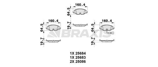 BRAXIS Bremseklodser AB0313 Klodser BRAXIS Volkswagen FOX AB0313