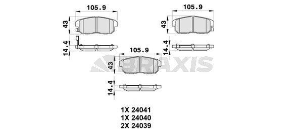 BRAXIS Τακάκια φρένων AB0354 Αγωνιστικά τακάκια MAZDA BRAXIS AB0354