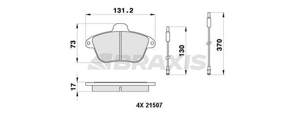 BRAXIS Bromsbelägg AB0445 PEUGEOT bromsbelägg sport BRAXIS AB0445