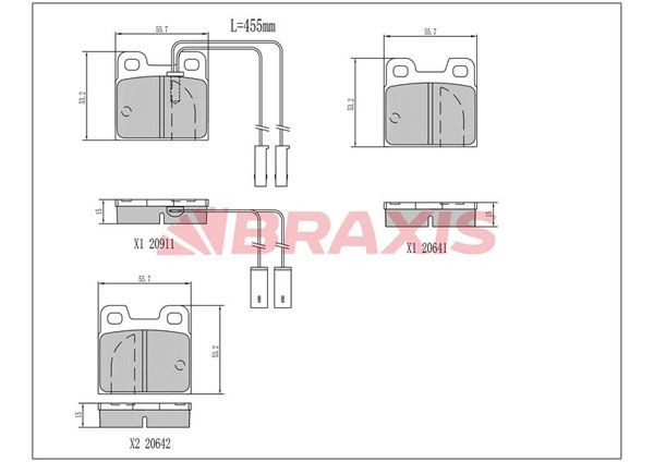 BRAXIS Bremseklodser AB0486 AB0486 Bremseklodssæt ALFA ROMEO 147 BRAXIS