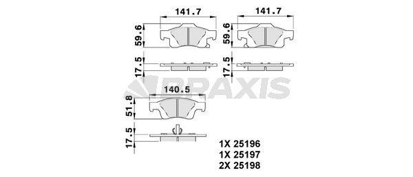 BRAXIS Τακάκια φρένων AB0490 Αγωνιστικά τακάκια BRAXIS JEEP AB0490
