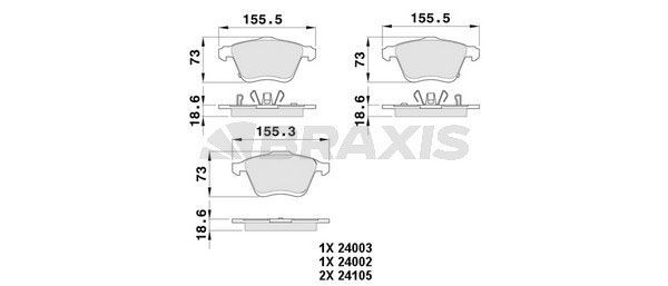 BRAXIS Τακάκια φρένων AB0498 Αγωνιστικά τακάκια BRAXIS MAZDA AB0498