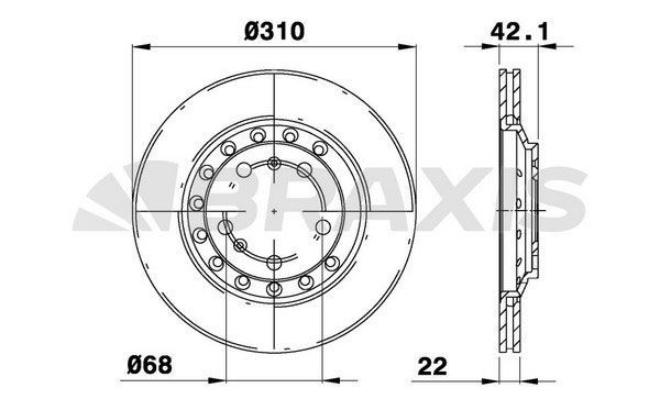 BRAXIS Δισκόπλακα AE0591 Αγωνιστικές δισκόπλακες BRAXIS Volkswagen AE0591