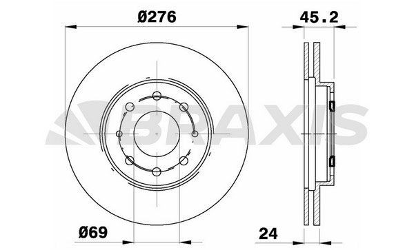 BRAXIS Remschijf AE0604 Mitsubishi LANCER Remschijf BRAXIS AE0604