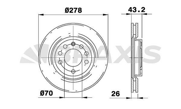 BRAXIS Brzdový kotouč AE0618 Športové brzdové kotúče BRAXIS OPEL AE0618