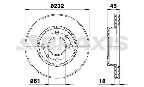 BRAXIS Δισκόπλακα AE0655 Αγωνιστικές δισκόπλακες BRAXIS NISSAN AE0655