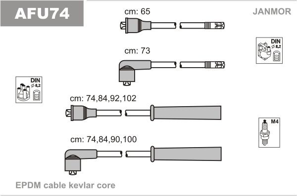 JANMOR Jogo de cabos de ignição AFU74 Cabos de vela JANMOR GT AFU74 baratos