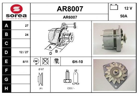 SNRA Generator AR8007 Byta Generator ALFA ROMEO Alfetta GT (116) kostnad SNRA AR8007