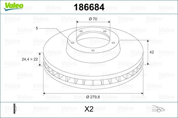 VALEO Jarrulevy 186684 186684 VALEO Sport-jarrulevyt CHEVROLET CAPTIVA