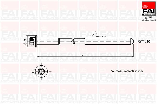 FAI AutoParts Topplokksbolter B1321 B1321 Strekkbolter SUZUKI SWIFT FAI AutoParts