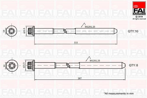 FAI AutoParts Σετ βίδες κυλινδροκεφαλής B2124 Βίδες κυλινδροκεφαλής FAI AutoParts Renault KOLEOS B2124