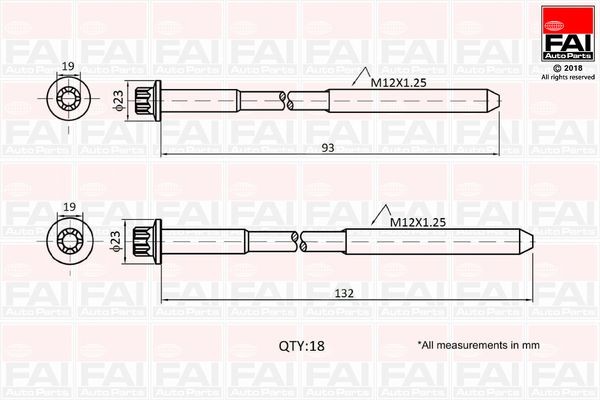 FAI AutoParts Cilinderkopbouten B2201 Kopbouten HYUNDAI FAI AutoParts B2201