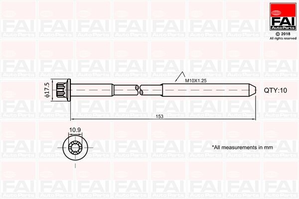 FAI AutoParts Topplokksbolter B701 FAI AutoParts B701 Strekkbolter Opel Corsa E x15 billige