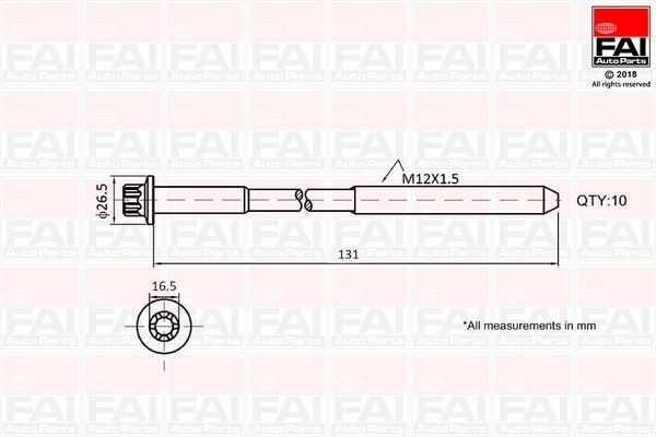 FAI AutoParts Topplocksbultsats B896 Byta Topplocksbultar Mercedes Vito Mixto W447 kostnad FAI AutoParts B896