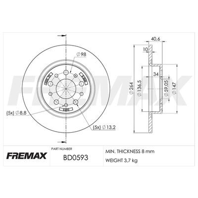 FREMAX Brzdový kotouč BD-0593 Športové brzdové kotúče FREMAX 500 BD-0593 lacné