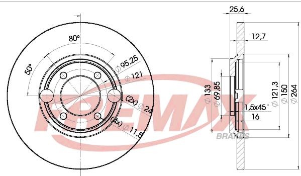 FREMAX Bremžu diski BD-1504 Bremžu disks FREMAX 505 BD-1504 lēti