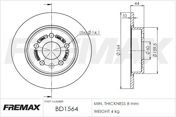 FREMAX Remschijf BD-1564 Opel ROCKS-E Sportremschijven FREMAX BD-1564