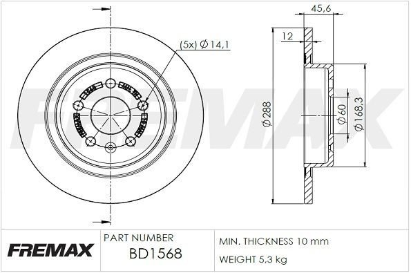 FREMAX Disco freno BD-1568 BD-1568 costo Dischi freno sportivi OPEL ROCKS-E FREMAX