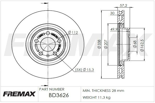 FREMAX Remschijf BD-3626 Remschijf set FREMAX A1 BD-3626 goedkoop