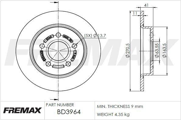 FREMAX Brzdový kotouč BD-3964 Brzdové kotúče FREMAX Ford StreetKA BD-3964