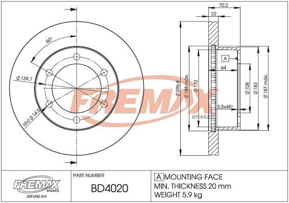 FREMAX Bremseskive BD-4020 Bremseskive FREMAX PRIUS BD-4020 billige