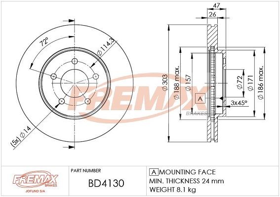 FREMAX Bremseskive BD-4130 BD-4130 Sportsbremseskiver MAZDA MX-5 FREMAX