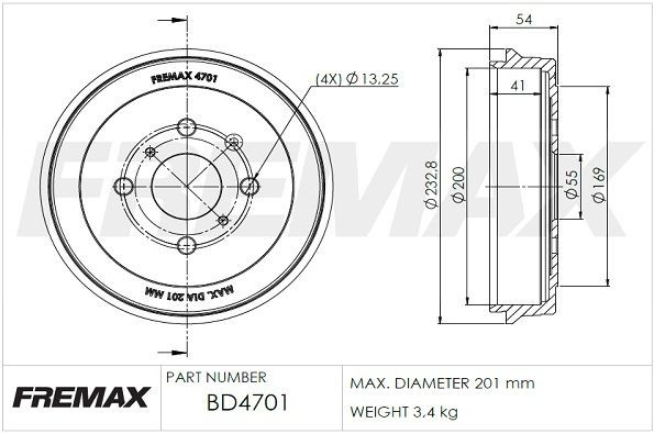 FREMAX Bremsetromle BD-4701 BD-4701 Bremsetromler FREMAX ALFA ROMEO 156