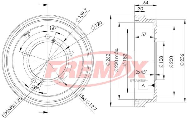 FREMAX Tamburo freno BD-4804 BD-4804 costo Tamburo freno MERCEDES-BENZ Classe C FREMAX