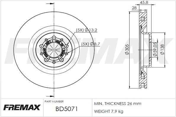 FREMAX Disco freno BD-5071 BD-5071 Dischi freno sportivi FREMAX OPEL ROCKS-E costo