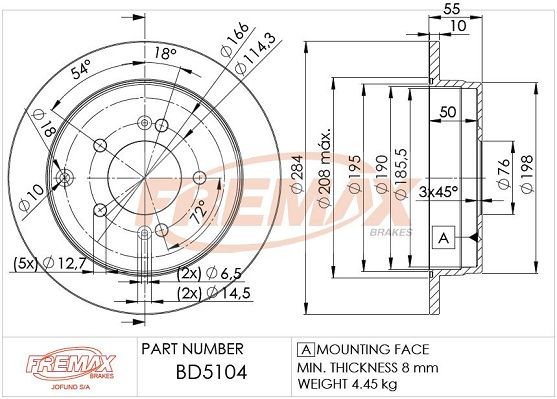 FREMAX Δισκόπλακα BD-5104 Δισκόφρενα FREMAX i40 BD-5104 φθηνά