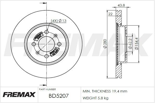 FREMAX Piduriketas BD-5207 BD-5207 Sport pidurikettad HYUNDAI GALLOPER FREMAX