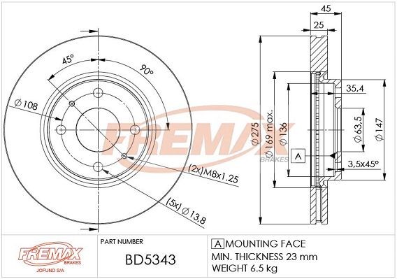 FREMAX Jarrulevy BD-5343 BD-5343 FREMAX Jarrulevy FORD SIERRA