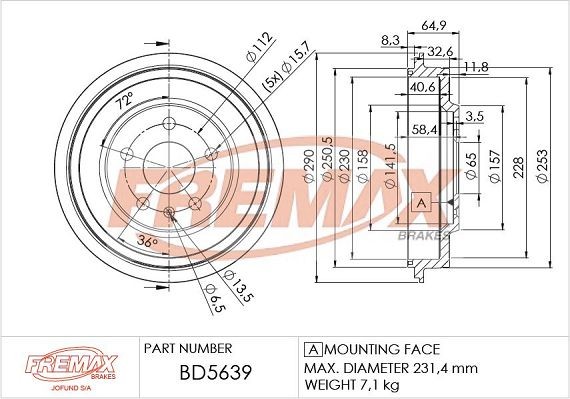 FREMAX Ταμπούρο BD-5639 FREMAX Φρένο τυμπάνου RENAULT BD-5639
