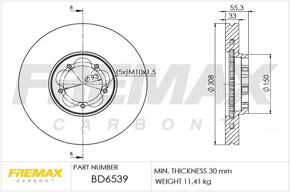FREMAX Remschijf BD-6539 Remschijven FREMAX TAUNUS BD-6539 goedkoop