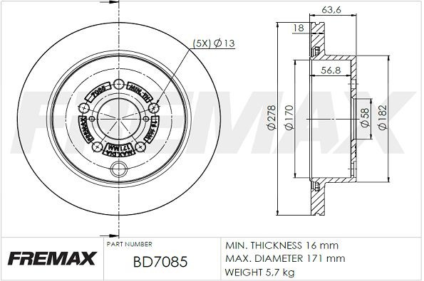 FREMAX Bremseskive BD-7085 BD-7085 Sports bremseskiver SUBARU WRX FREMAX