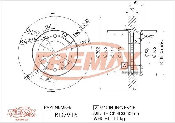 FREMAX Brzdový kotouč BD-7916 BD-7916 Športové brzdové kotúče MAZDA Rad B FREMAX