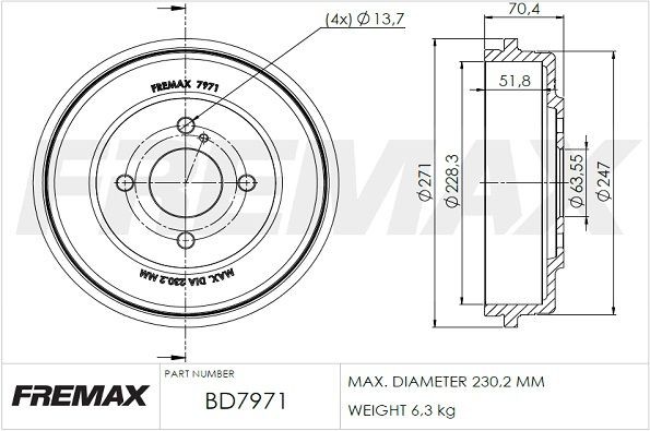 FREMAX Tambor de travão BD-7971 Tambor de freio FREMAX PATHFINDER BD-7971 baratos