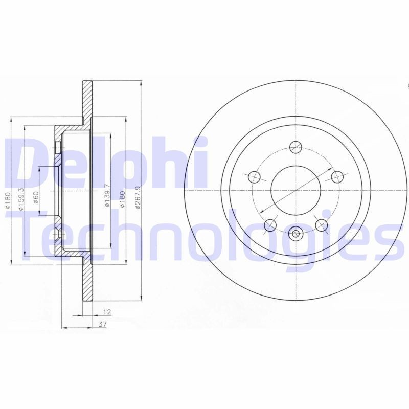 Brzdový kotouč DELPHI BG4199C DELPHI BG4199C Kotúče predné a zadné Opel MOKKA 2013