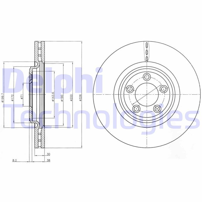 DELPHI Bromsskiva BG4203C DELPHI BG4203C bromsskiva Jaguar XK Cabriolet pris