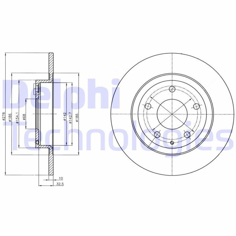DELPHI Bremsscheibe BG4534C Sport-Bremsscheiben DELPHI Mazda RX-8 BG4534C