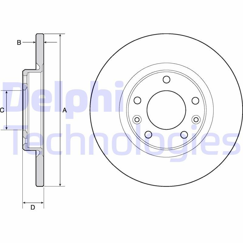 DELPHI Disque de frein BG4661C Fiat 500 Disques DELPHI BG4661C