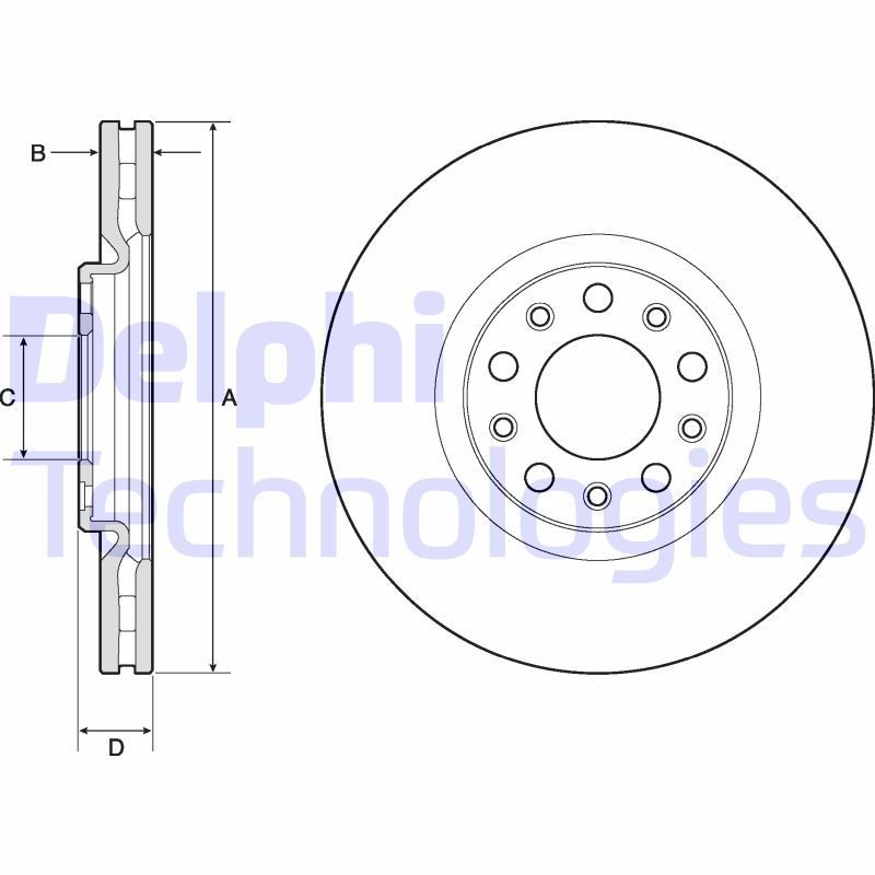 DELPHI Remschijf BG4763C BG4763C Remschijven DELPHI ALFA ROMEO GIULIETTA